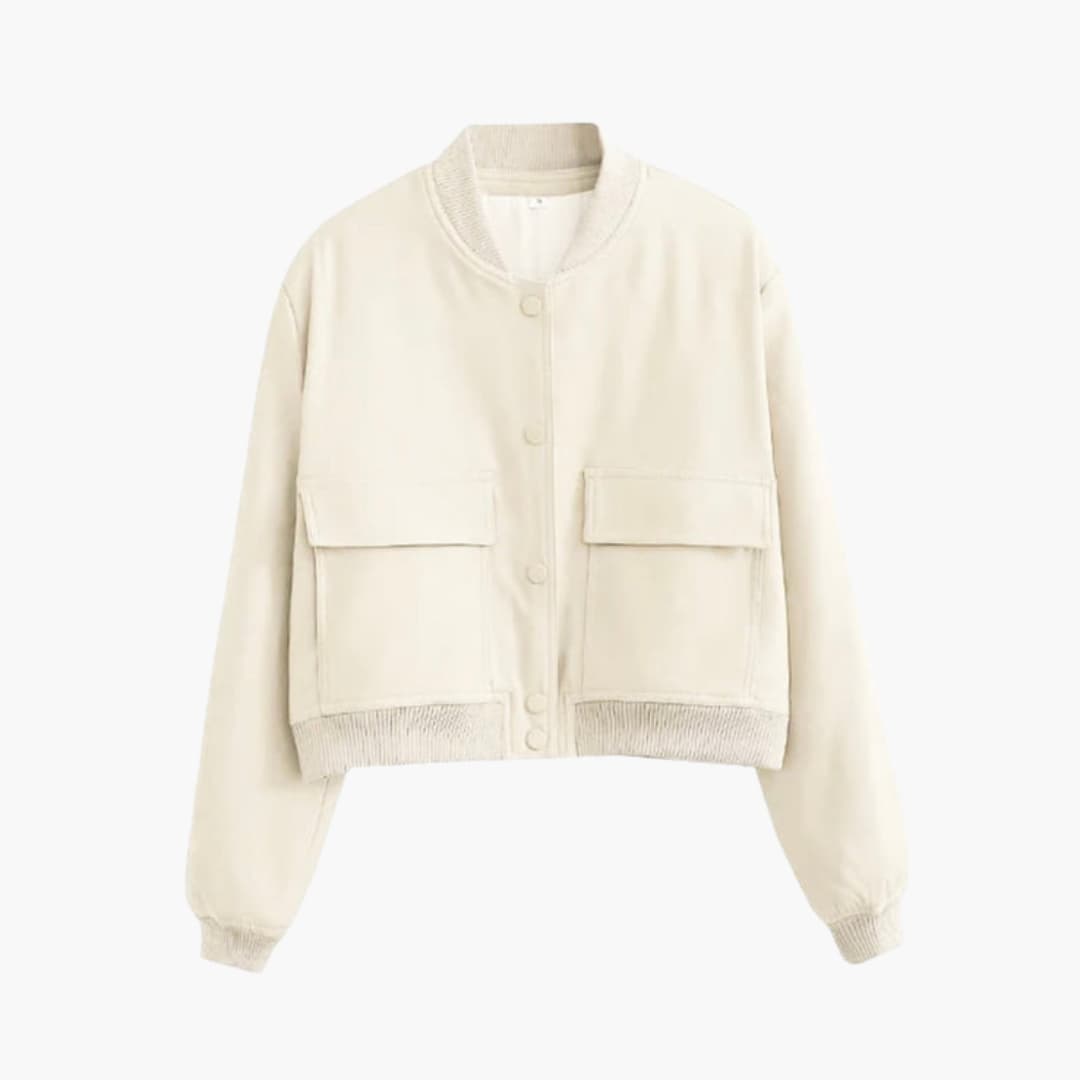 Ladies' Zip Up Bomber Jacket with Stretch Cuffs - Olytrend