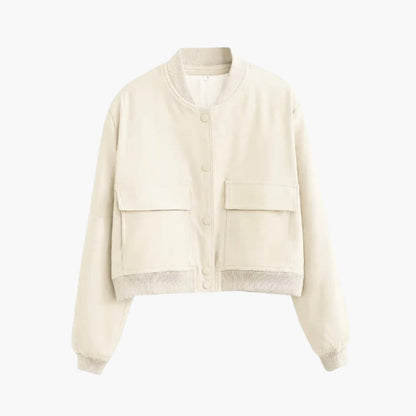 Ladies' Zip Up Bomber Jacket with Stretch Cuffs - Olytrend