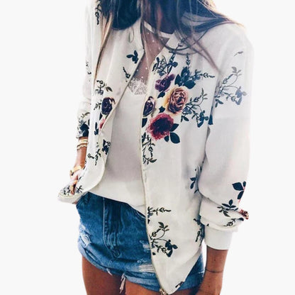Ladies' Zip Up Long Sleeve Bomber Coat