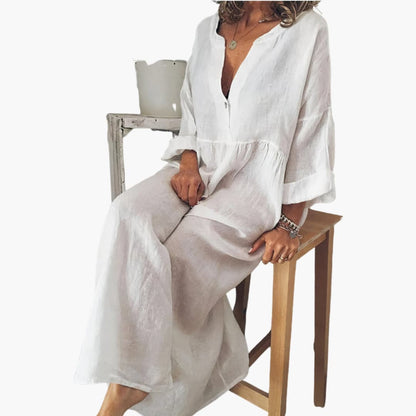 Ladies' Classic Front Button Dress with Long Sleeves