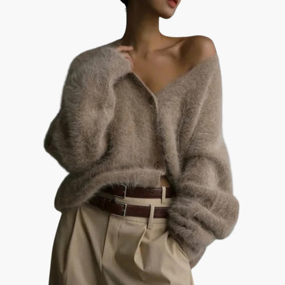 Soft Women's Open Cardigan with Textured Edging - Olytrend