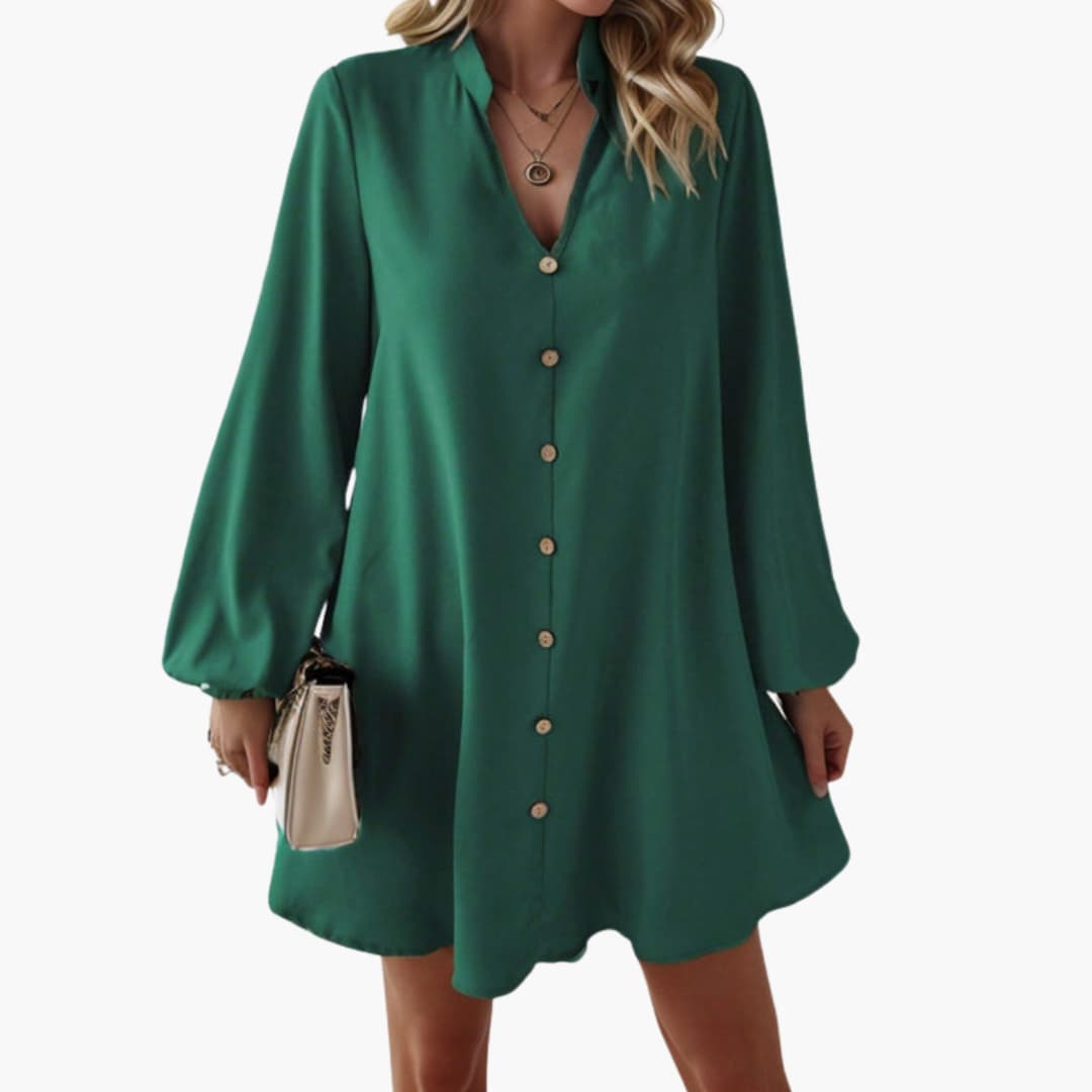 Ladies' Casual Fit Short Puff Sleeve Summer Dress - Olytrend