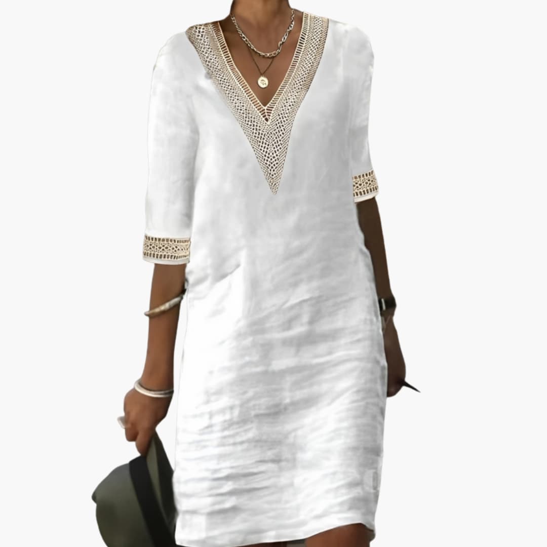 Ladies Classic Fit Short Sleeve A-Line Dress - Olytrend