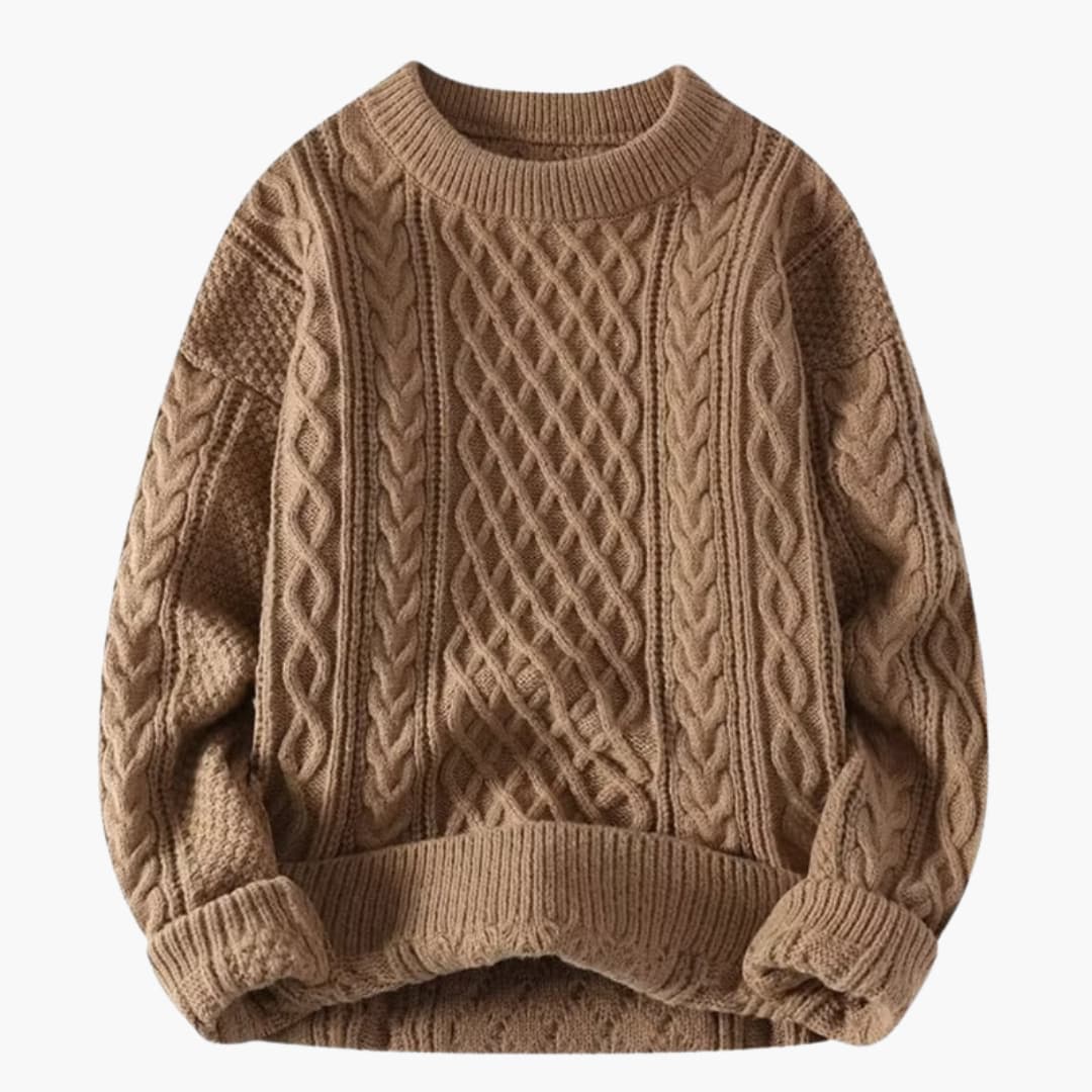 Classic Crew Neck Long Sleeve Wool Sweater