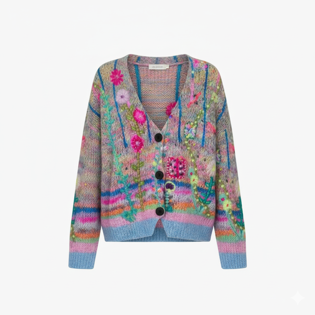 Ladies' Sweater with Colorful Knit Design - Olytrend