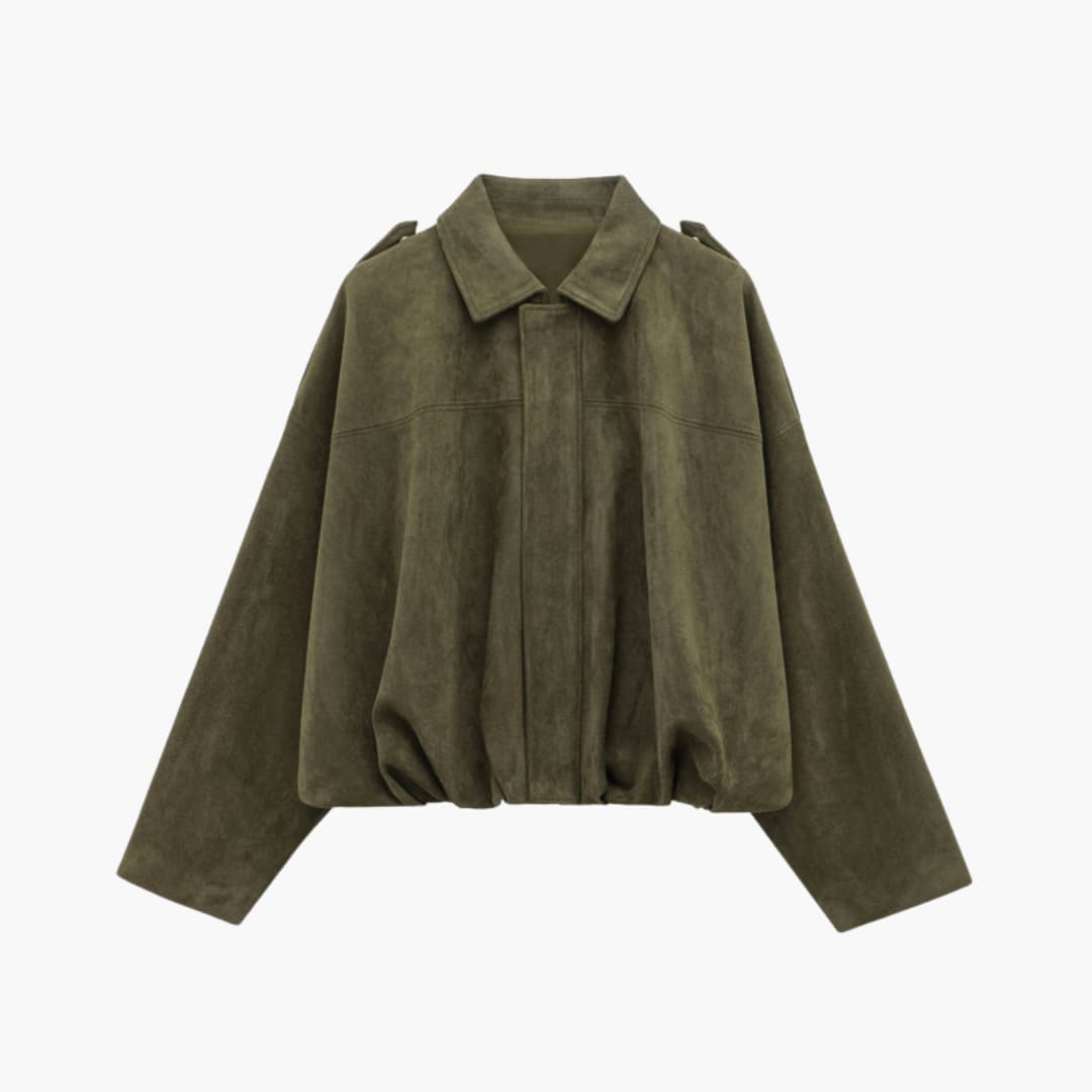 Women's Comfortable Zip Up Bomber Coat Loose Fit