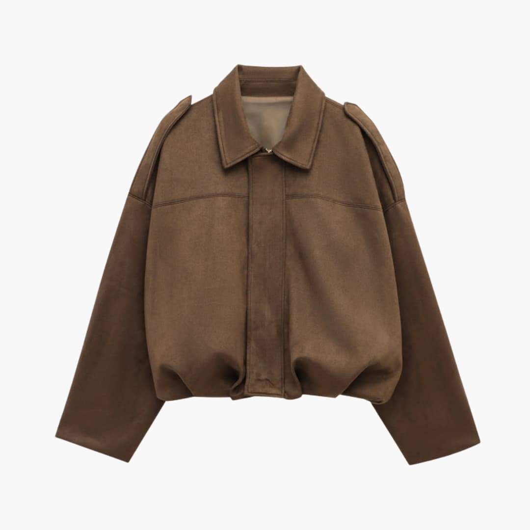 Women's Comfortable Zip Up Bomber Coat Loose Fit