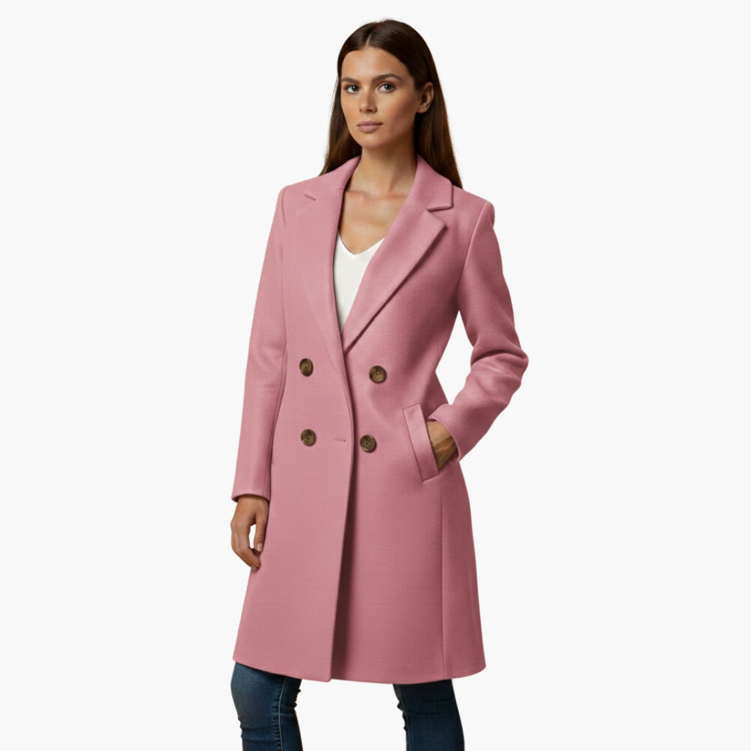 Ladies Classic Long Sleeve Button Coat