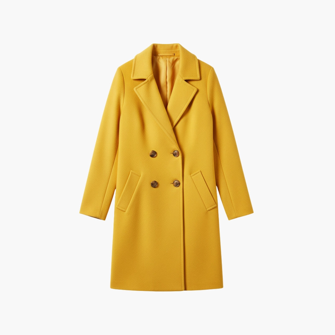 Ladies Classic Long Sleeve Button Coat - Olytrend