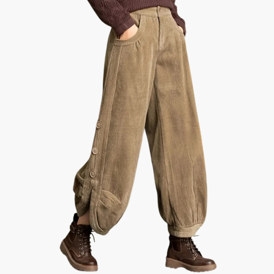 Ladies Comfort Fit Cord Trousers with Pockets