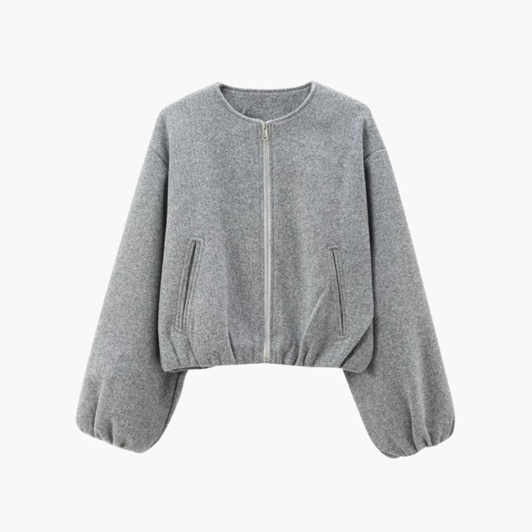 Women's Short Bomber Jacket - Easy Zip Front Closure