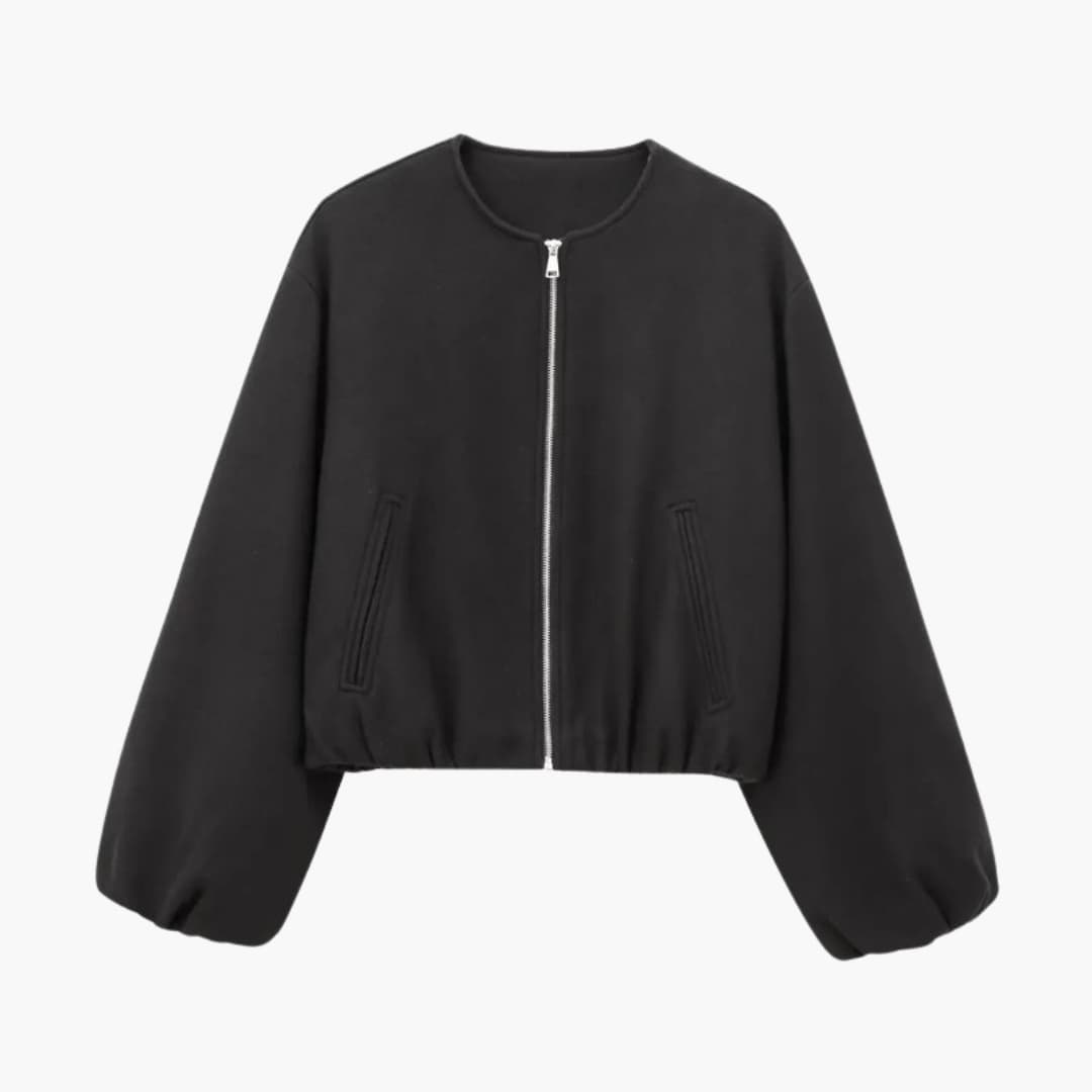 Women's Short Bomber Jacket - Easy Zip Front Closure
