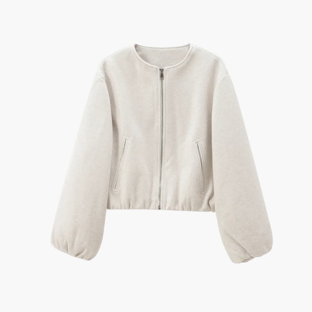 Women's Short Bomber Jacket - Easy Zip Front Closure