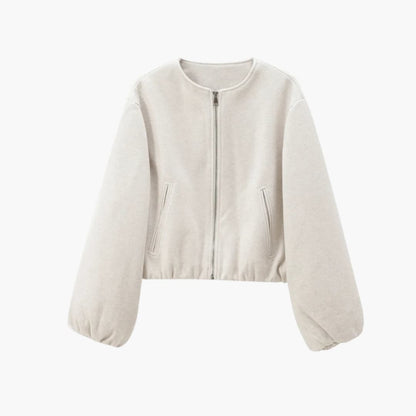 Women's Short Bomber Jacket - Easy Zip Front Closure