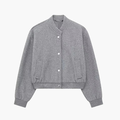 Ladies Short Bomber Jacket with Zip Front
