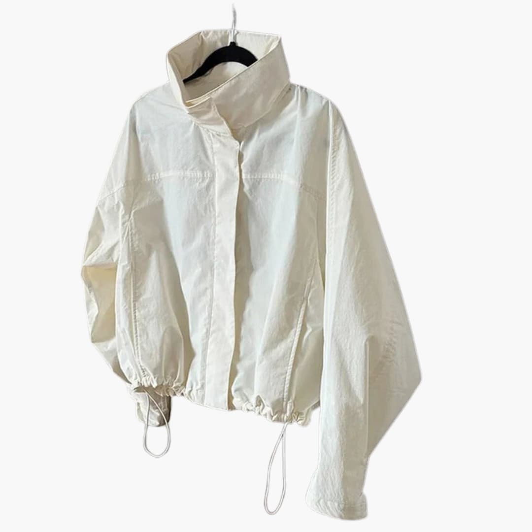 Women's Short Bomber Jacket with Fitted Waist - Olytrend