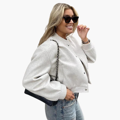 Women's Short Zip Up Jacket with Pockets - Olytrend