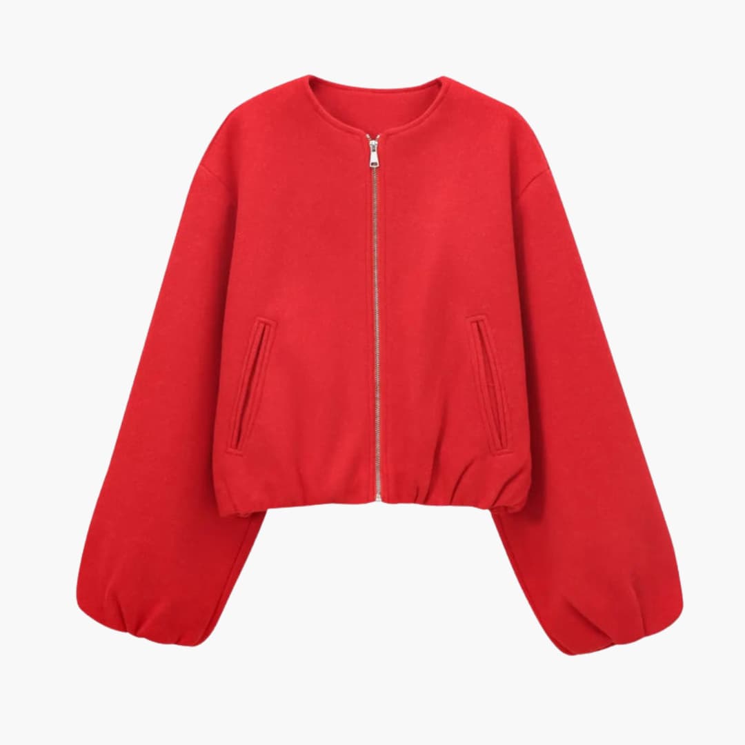 Women's Fit Zip Up Bomber Jacket with Elastic Waistband