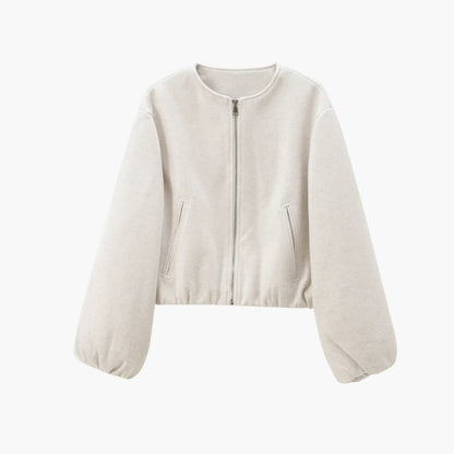 Women's Fit Zip Up Bomber Jacket with Elastic Waistband