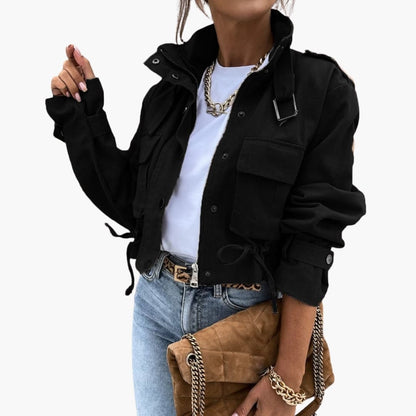 Short Fitted Women's Jacket with Pocket Details