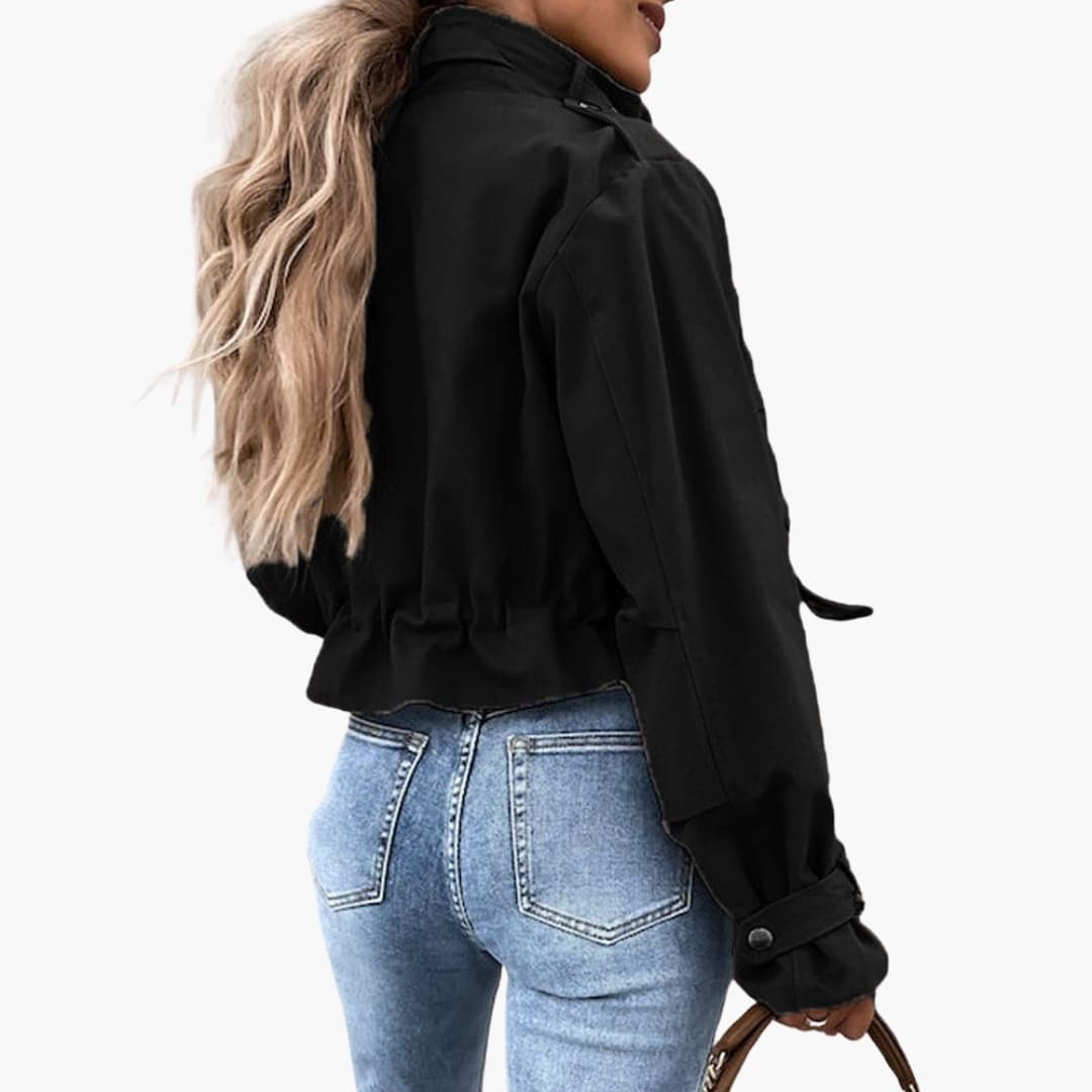 Short Fitted Women's Jacket with Pocket Details