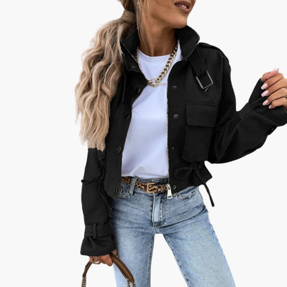Short Fitted Women's Jacket with Pocket Details
