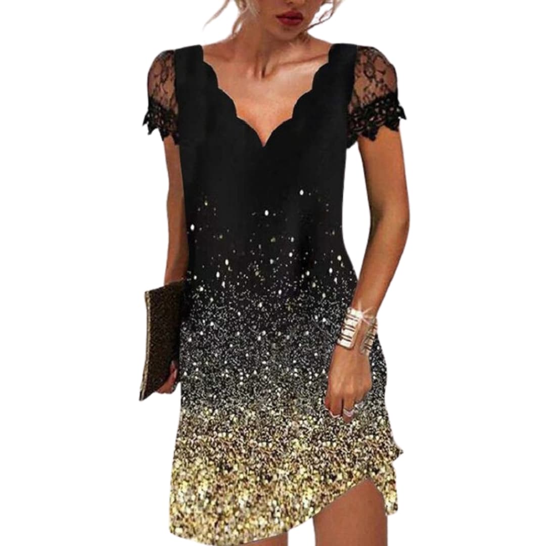 Elegant Ladies Dress with Embellished Trim