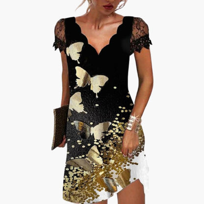 Elegant Ladies Dress with Embellished Trim