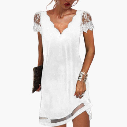 Elegant Ladies Dress with Embellished Trim