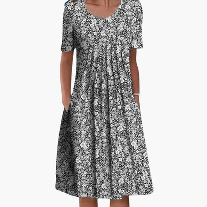 Ladies Floral Print Dress with Side Pockets