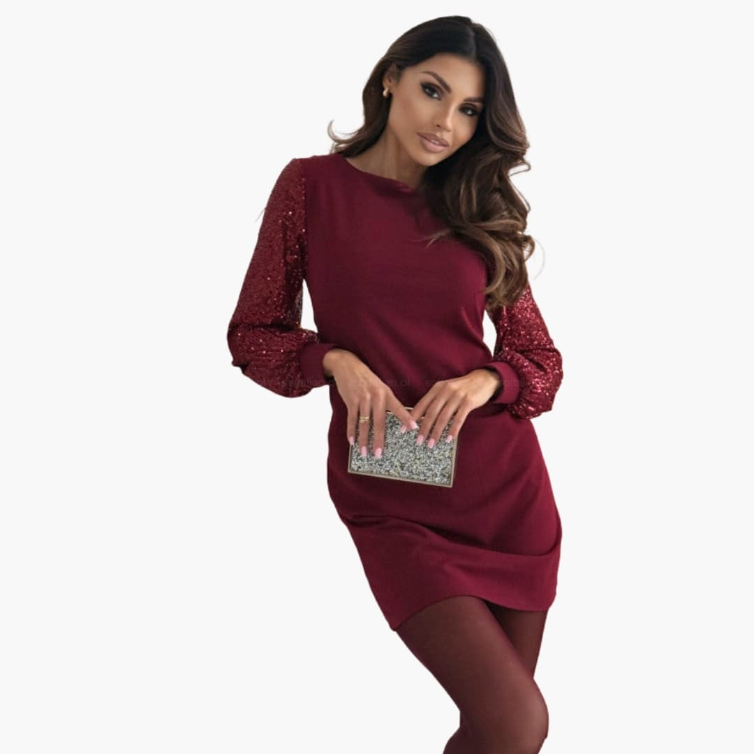 Ladies Long Sleeve Embellished Dress - Olytrend