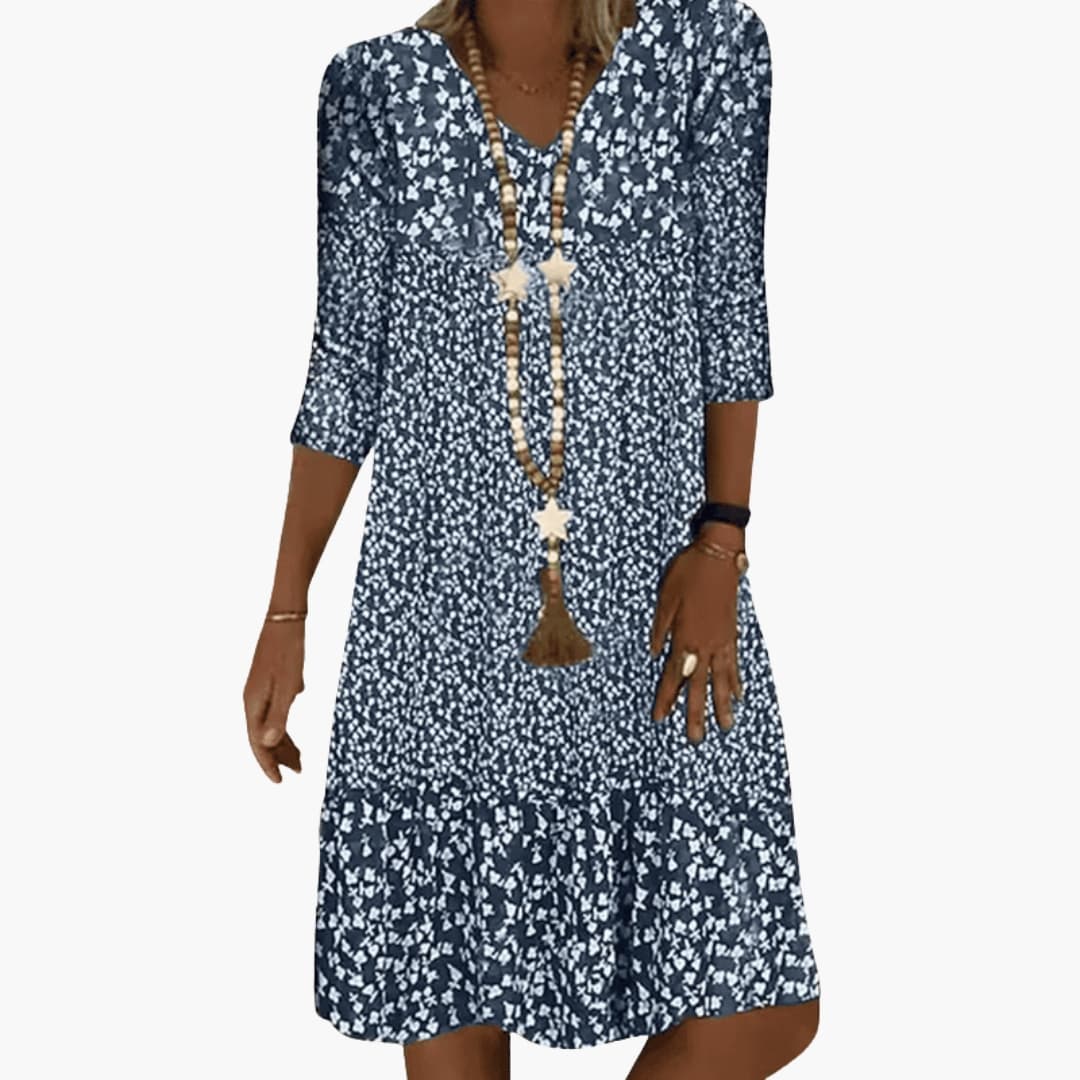 Ladies Casual Round Neck Midi Dress - Olytrend