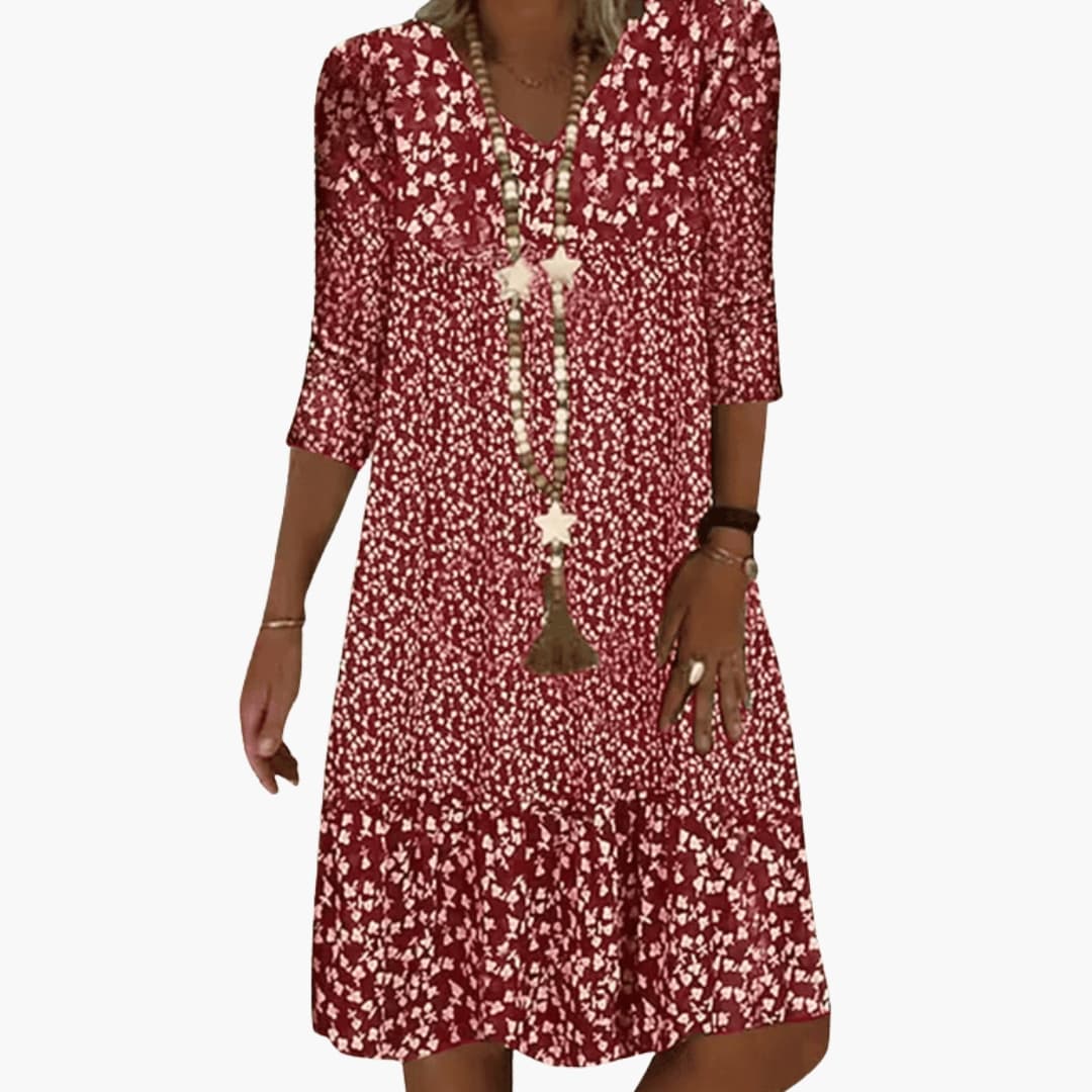 Ladies Casual Round Neck Midi Dress