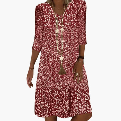 Ladies Casual Round Neck Midi Dress