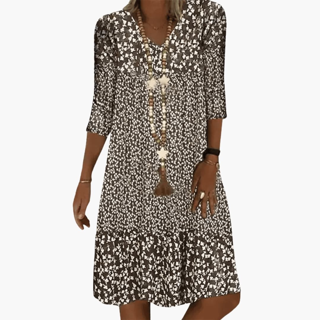 Ladies Casual Round Neck Midi Dress