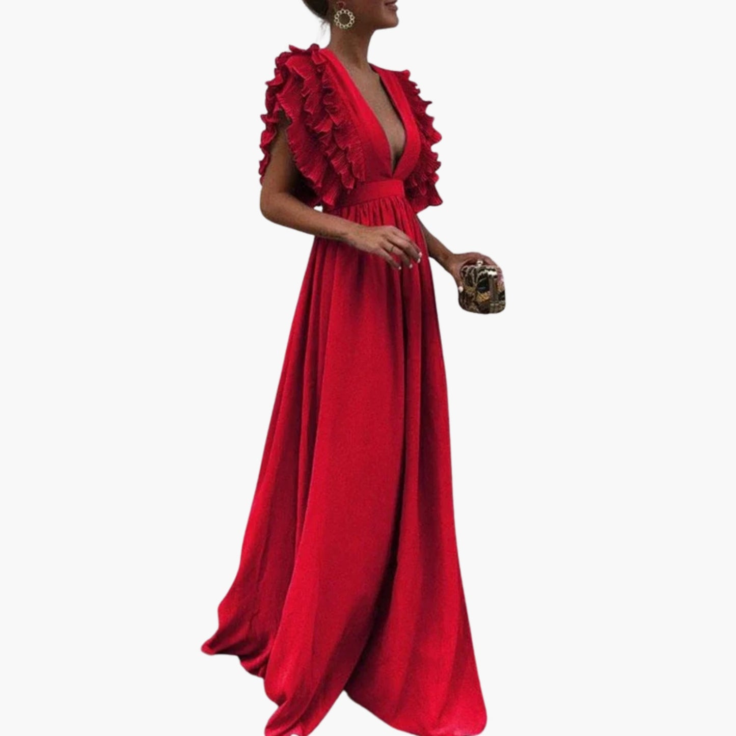 Classic A-Line Dress with Plain Neck and Textured Fabric