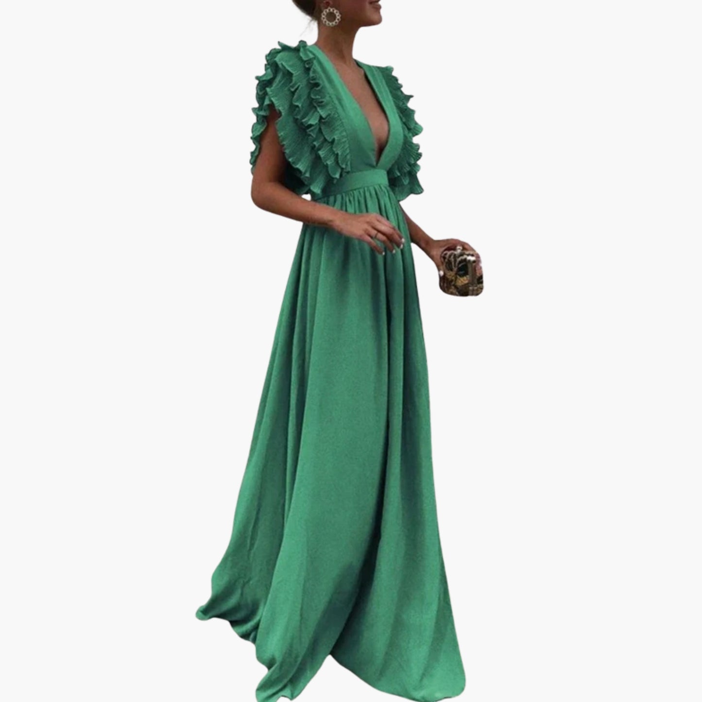 Classic A-Line Dress with Plain Neck and Textured Fabric - Olytrend