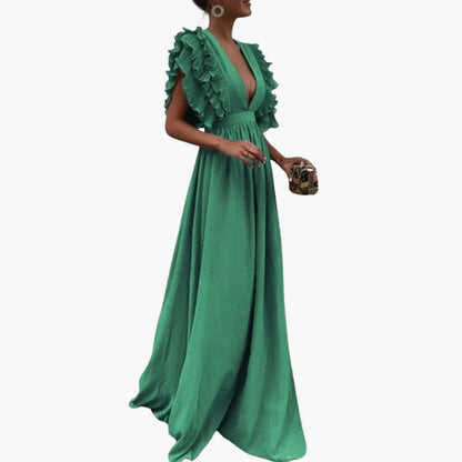Classic A-Line Dress with Plain Neck and Textured Fabric - Olytrend