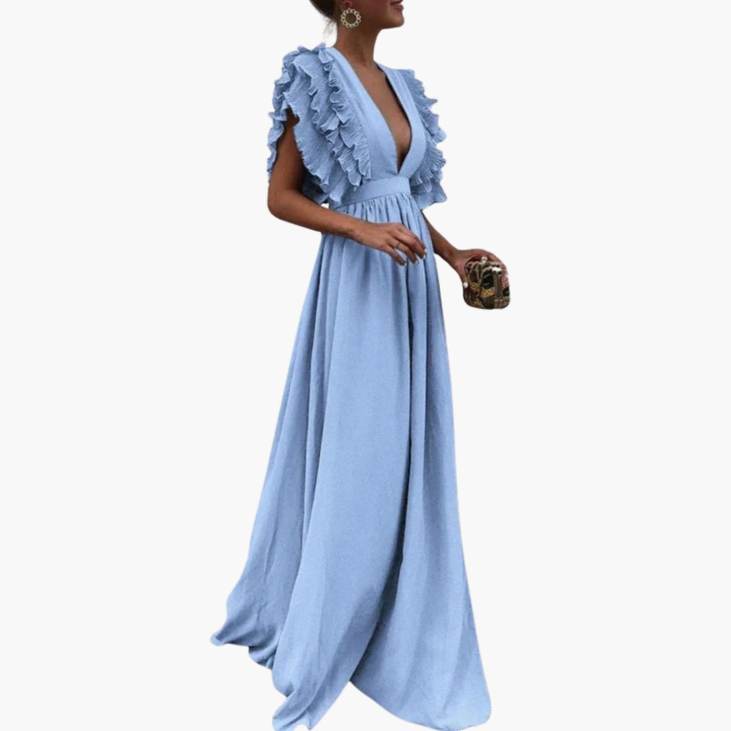 Classic A-Line Dress with Plain Neck and Textured Fabric