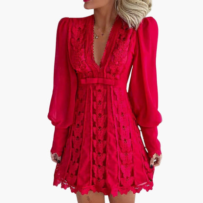 Elegant Ladies Dress with Classic Collar and Delicate Details - Olytrend