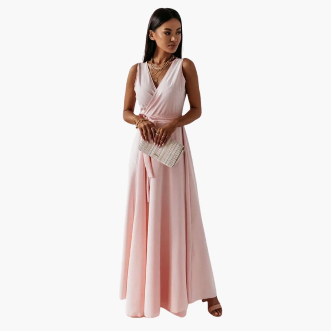 Elegant V Neck Ladies Dress with Slim Fit - Olytrend