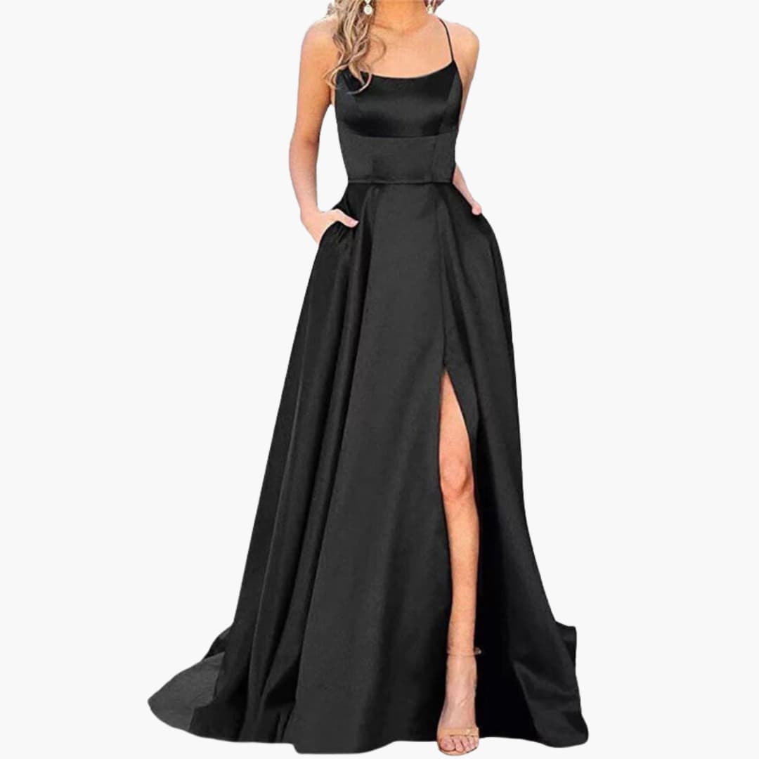 Elegant Ladies Night Dress with U Neck and High Cut