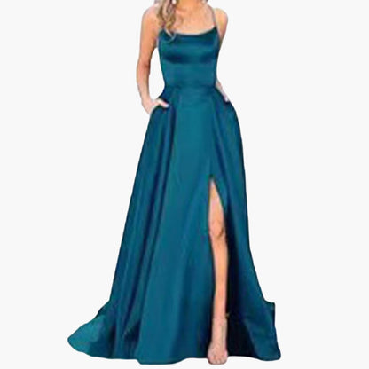 Elegant Ladies Night Dress with U Neck and High Cut