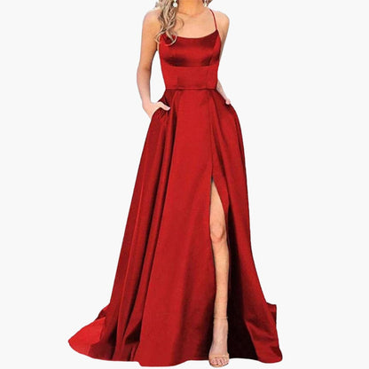 Elegant Ladies Night Dress with U Neck and High Cut - Olytrend