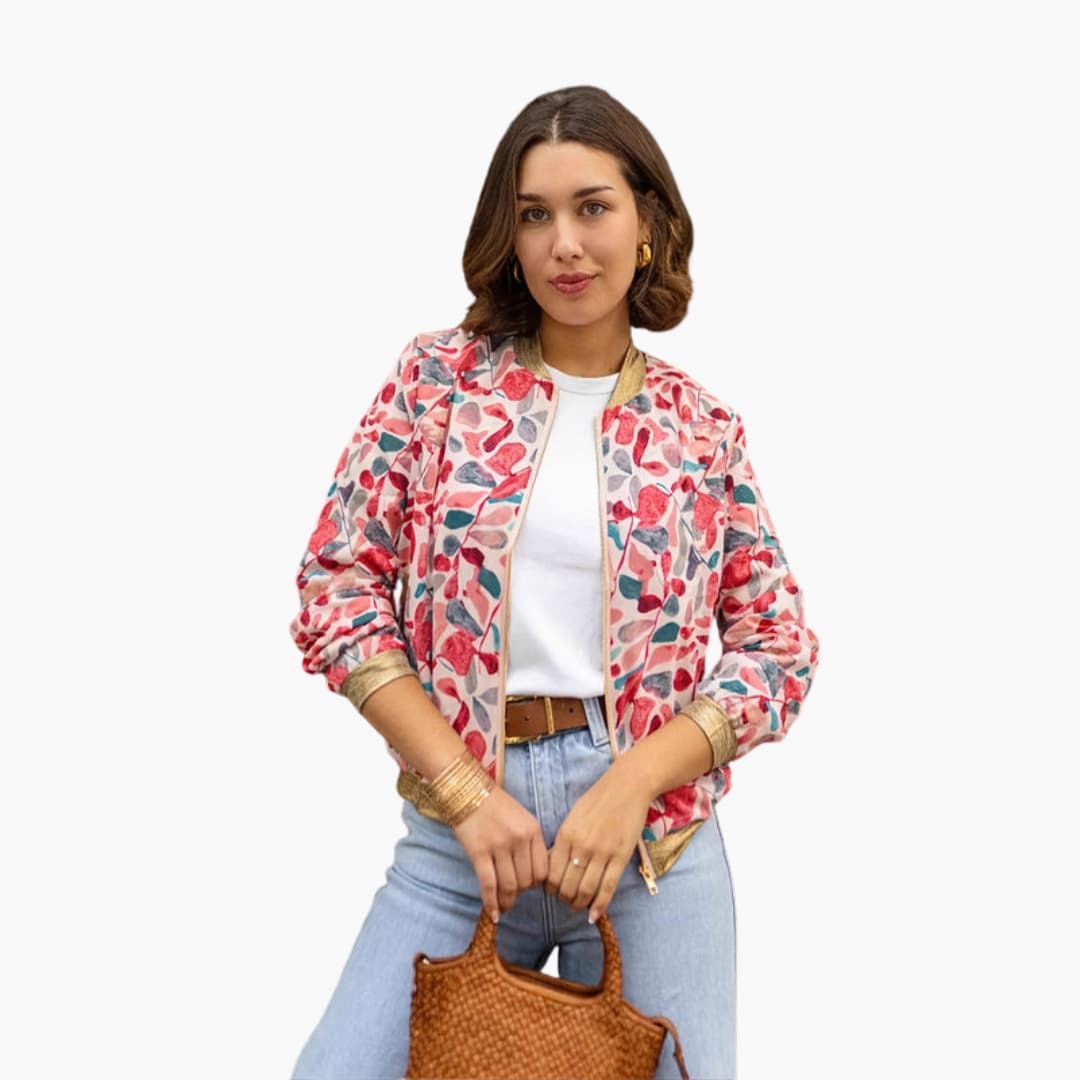 Casual Floral Zip Up Women's Jacket - Olytrend