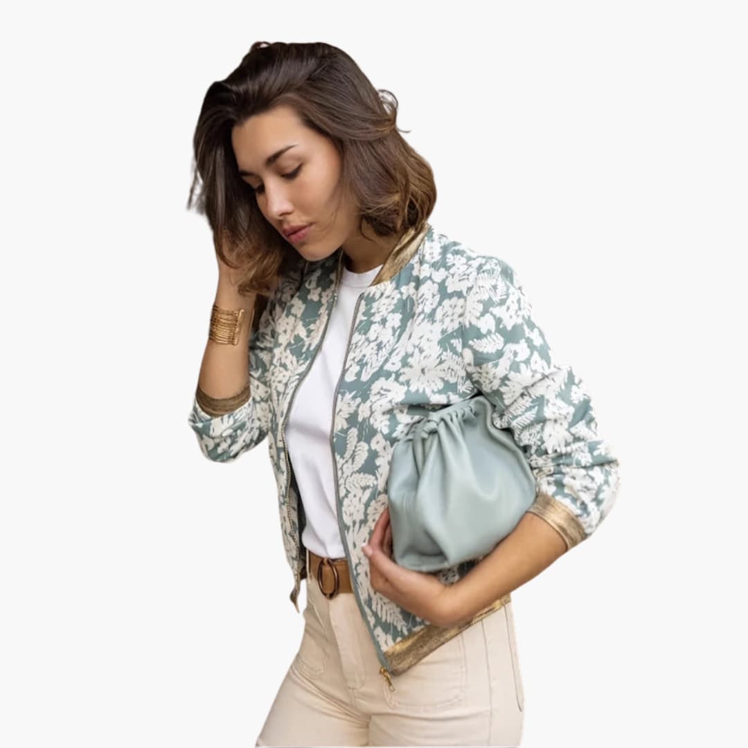Casual Floral Zip Up Women's Jacket