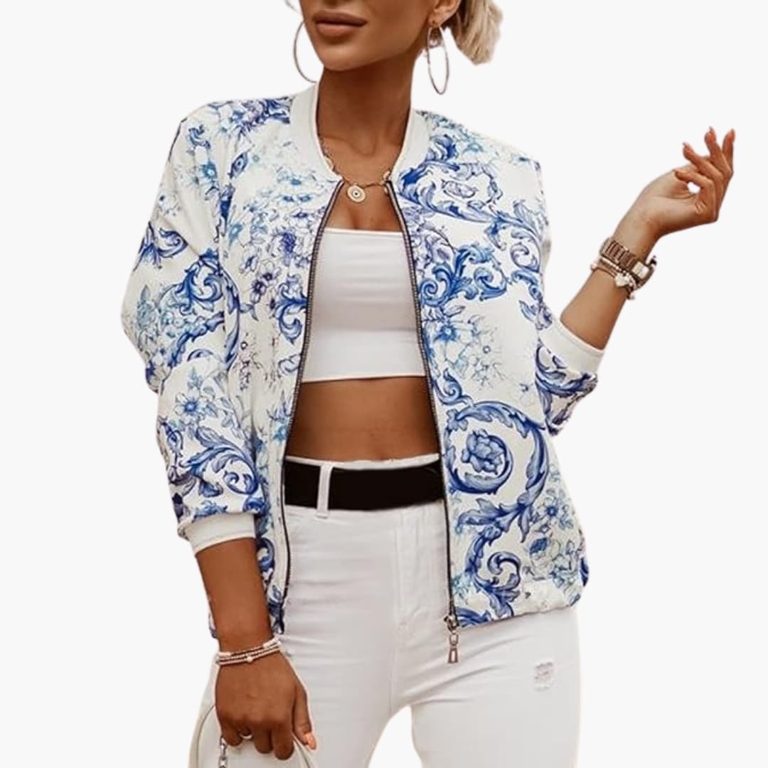Ladies' Stylish Zip Up Bomber Jacket