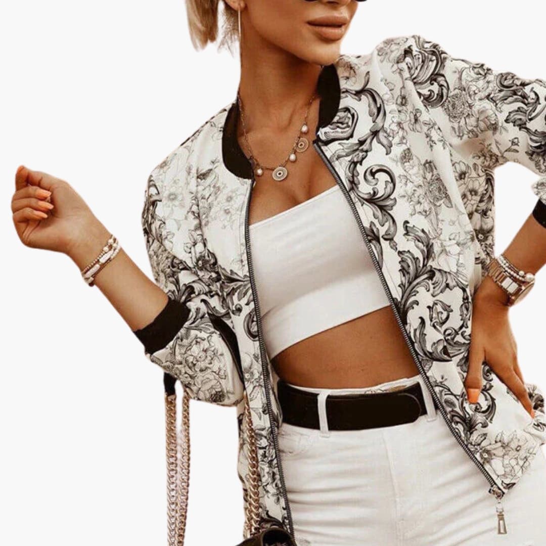 Ladies' Stylish Zip Up Bomber Jacket - Olytrend