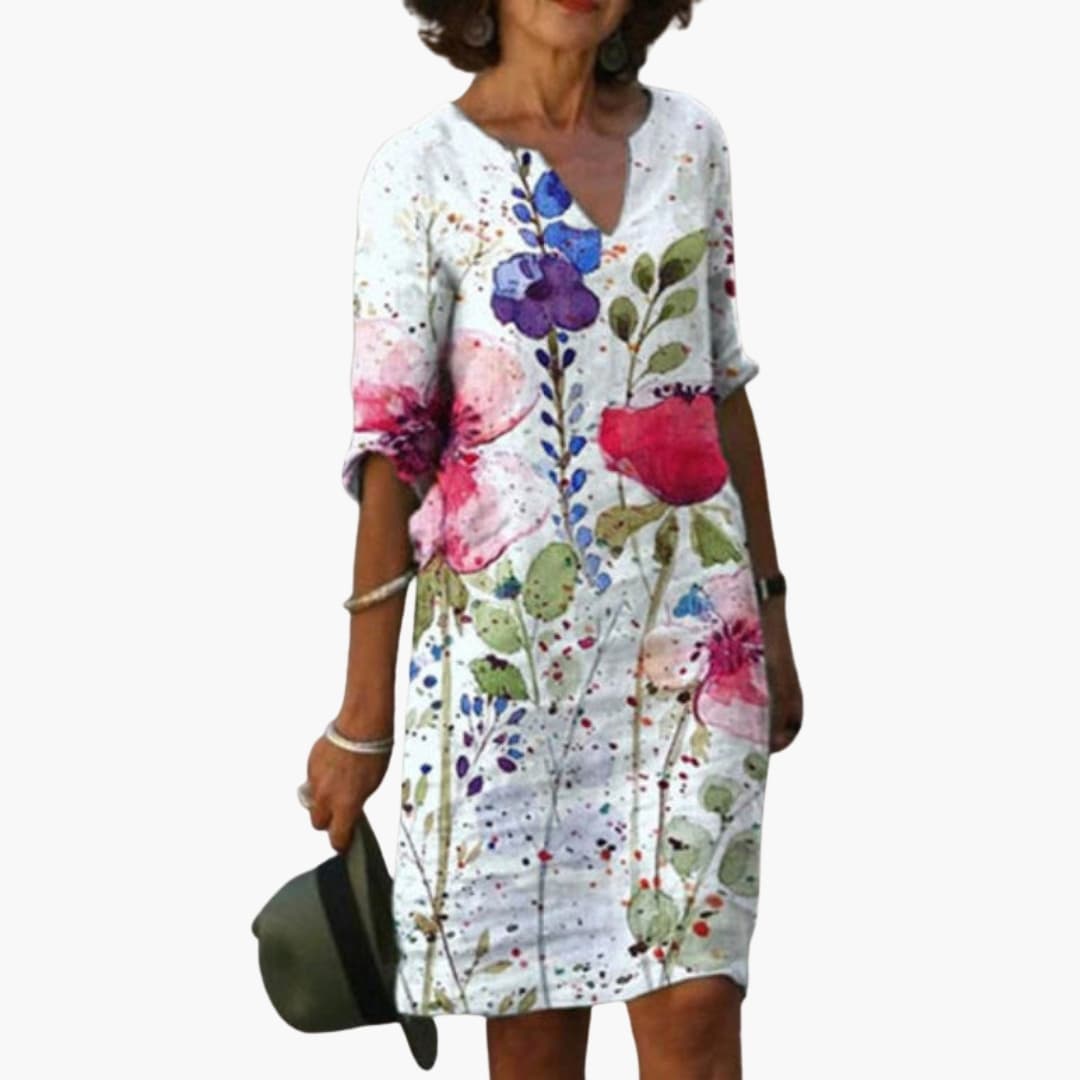 Ladies Pretty Floral Short Sleeve Dress