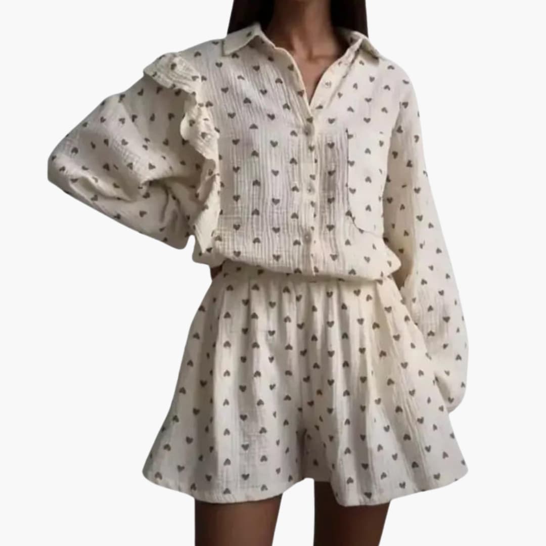 Ladies Elegant Ruffled Front Shirt Dress - Olytrend
